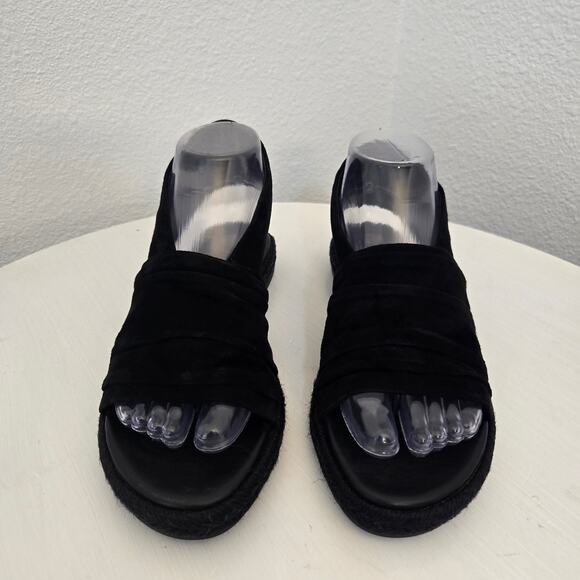 Tory Burch Women's Black Suede Leather Slingback Espadrille Sandals Size 7 - Picture 3 of 10